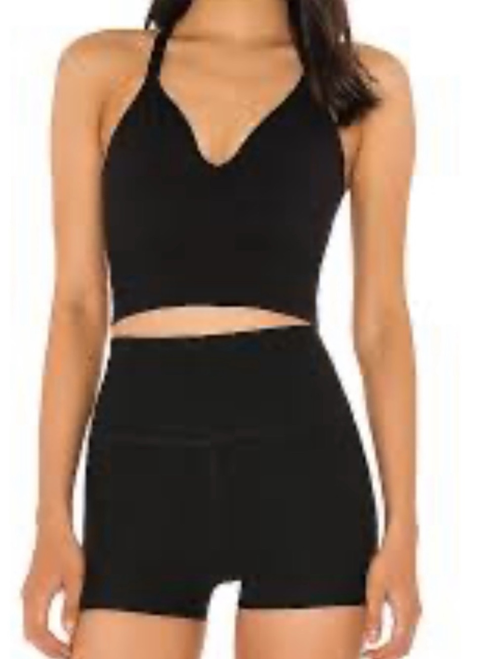 FP Movement by Free People Good Karma Plunge Crop Top Bra in Black sz M/L